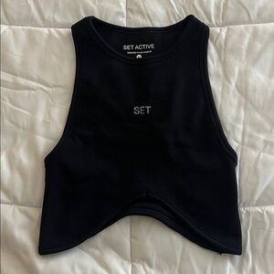 SET Active Sculptflex High Neck Angle Bra, Onyx black color, women's size medium